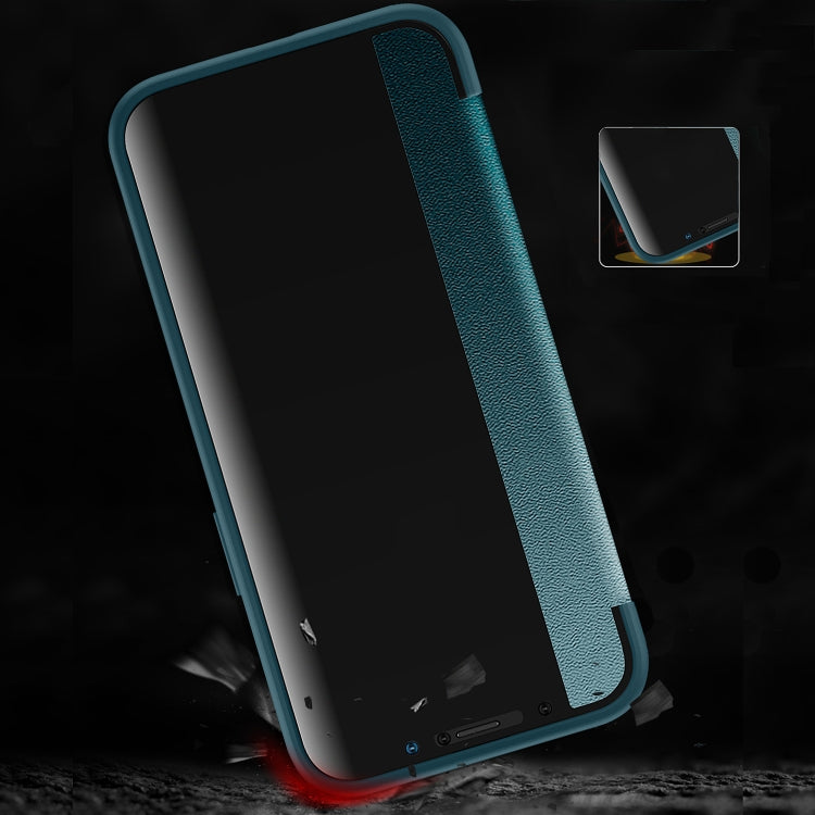 For iPhone 13 Pro Max Magnetic Side Window View Shockproof Horizontal Flip Leather Case