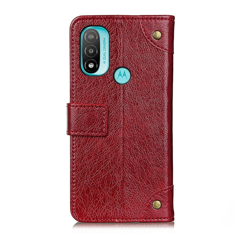 For Motorola Moto E40/E20/E30 Copper Buckle Nappa Texture Horizontal Flip Leather Case