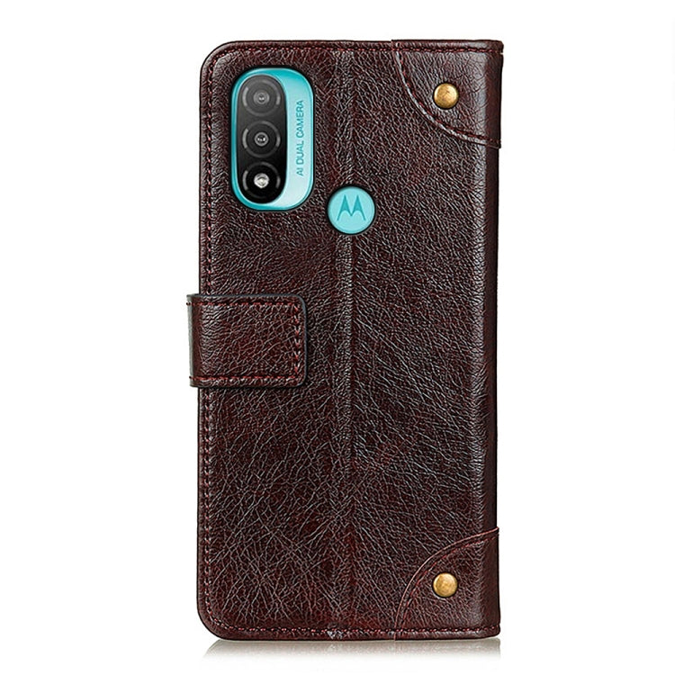 For Motorola Moto E40/E20/E30 Copper Buckle Nappa Texture Horizontal Flip Leather Case