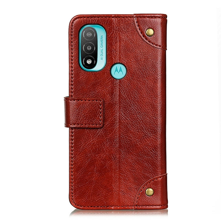For Motorola Moto E40/E20/E30 Copper Buckle Nappa Texture Horizontal Flip Leather Case