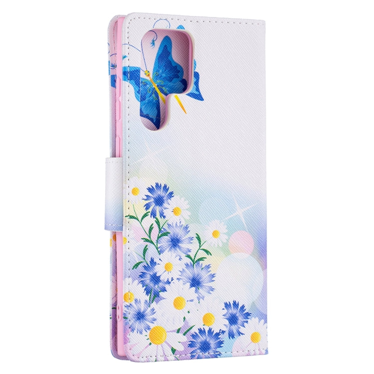 For Samsung Galaxy S22 Ultra 5G Colored Drawing Pattern Horizontal Flip Phone Leather Case with Holder & Card Slots & Wallet