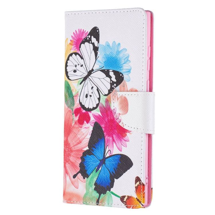 For Samsung Galaxy S22 Ultra 5G Colored Drawing Pattern Horizontal Flip Phone Leather Case with Holder & Card Slots & Wallet