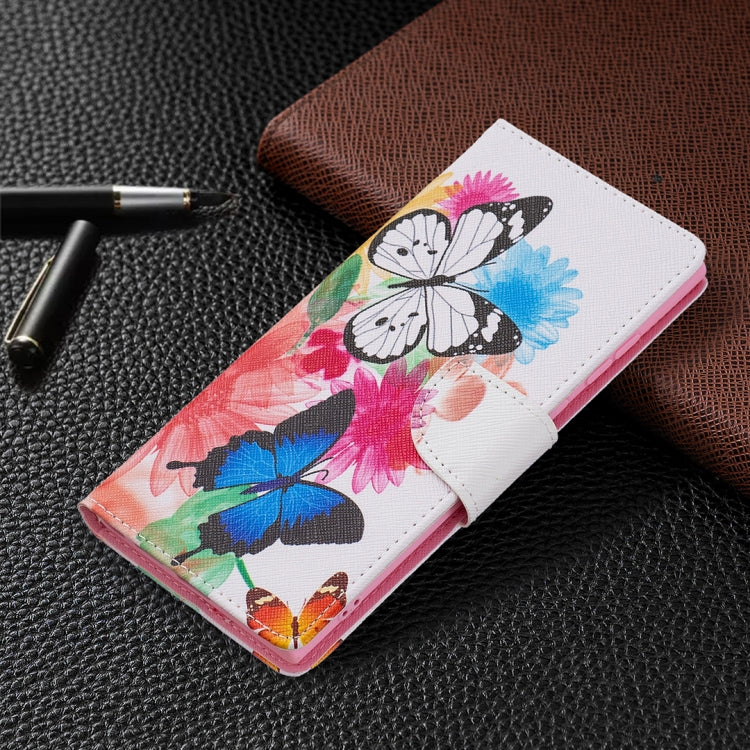For Samsung Galaxy S22 Ultra 5G Colored Drawing Pattern Horizontal Flip Phone Leather Case with Holder & Card Slots & Wallet