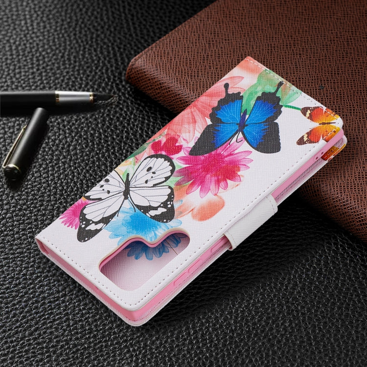 For Samsung Galaxy S22 Ultra 5G Colored Drawing Pattern Horizontal Flip Phone Leather Case with Holder & Card Slots & Wallet