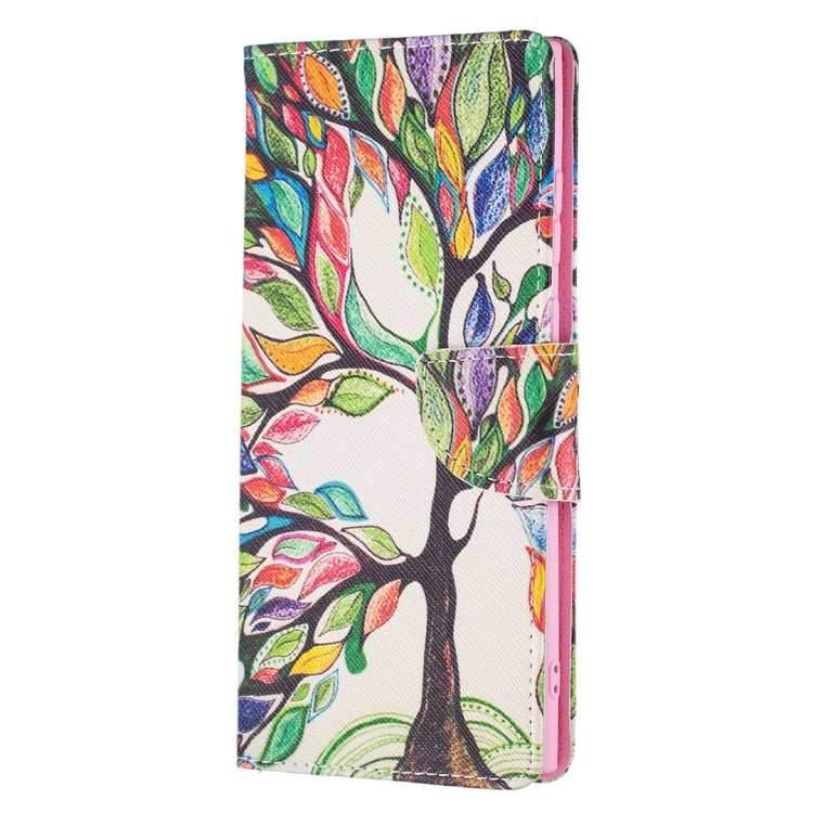 For Samsung Galaxy S22 Ultra 5G Colored Drawing Pattern Horizontal Flip Phone Leather Case with Holder & Card Slots & Wallet