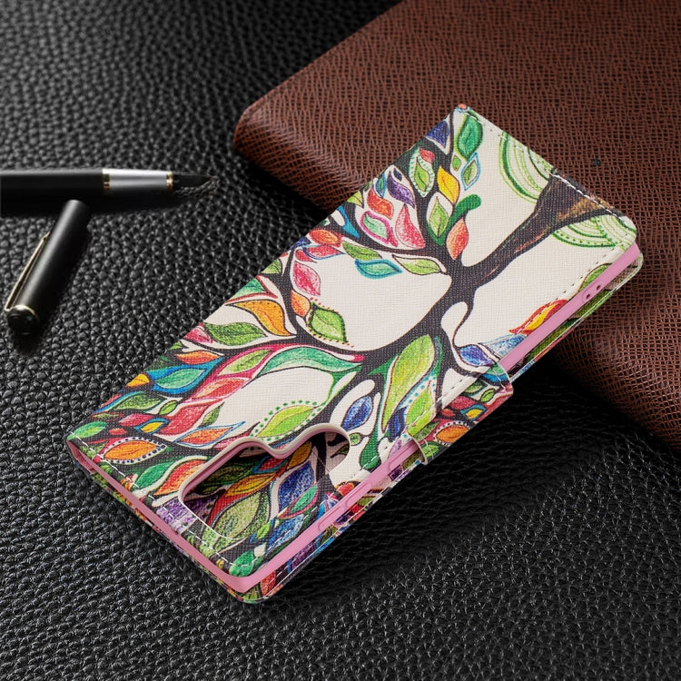 For Samsung Galaxy S22 Ultra 5G Colored Drawing Pattern Horizontal Flip Phone Leather Case with Holder & Card Slots & Wallet