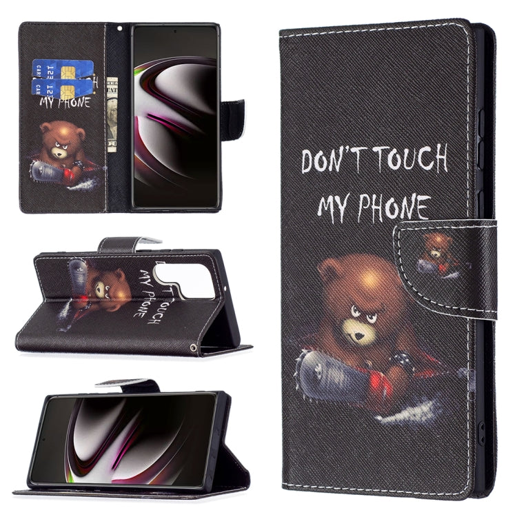 For Samsung Galaxy S22 Ultra 5G Colored Drawing Pattern Horizontal Flip Phone Leather Case with Holder & Card Slots & Wallet
