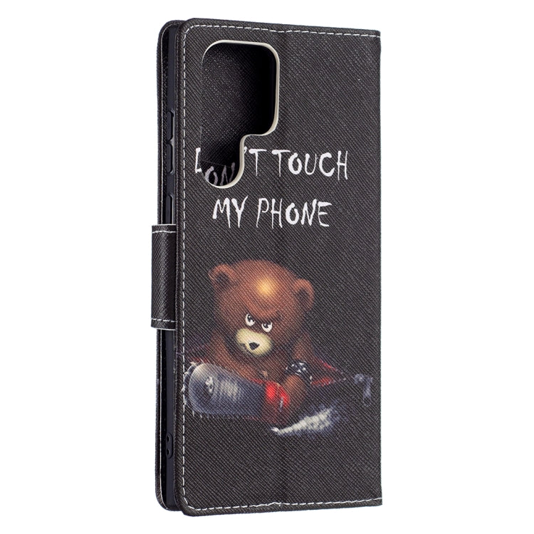 For Samsung Galaxy S22 Ultra 5G Colored Drawing Pattern Horizontal Flip Phone Leather Case with Holder & Card Slots & Wallet