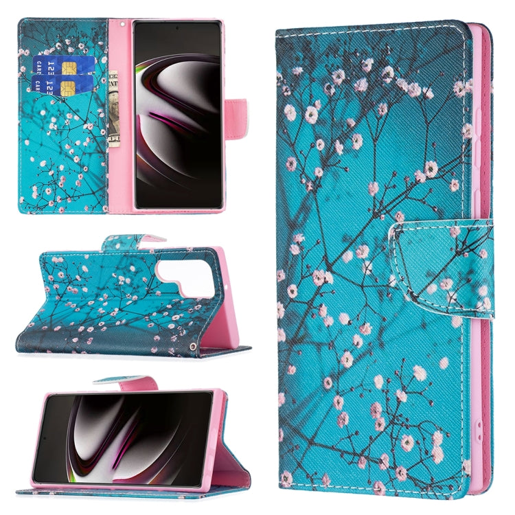 For Samsung Galaxy S22 Ultra 5G Colored Drawing Pattern Horizontal Flip Phone Leather Case with Holder & Card Slots & Wallet