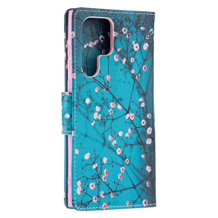 For Samsung Galaxy S22 Ultra 5G Colored Drawing Pattern Horizontal Flip Phone Leather Case with Holder & Card Slots & Wallet