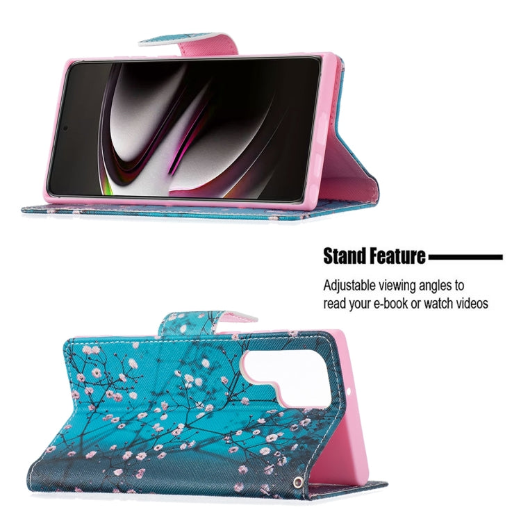 For Samsung Galaxy S22 Ultra 5G Colored Drawing Pattern Horizontal Flip Phone Leather Case with Holder & Card Slots & Wallet