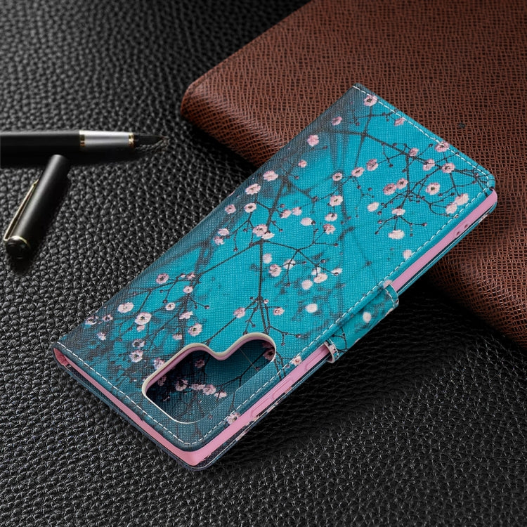 For Samsung Galaxy S22 Ultra 5G Colored Drawing Pattern Horizontal Flip Phone Leather Case with Holder & Card Slots & Wallet