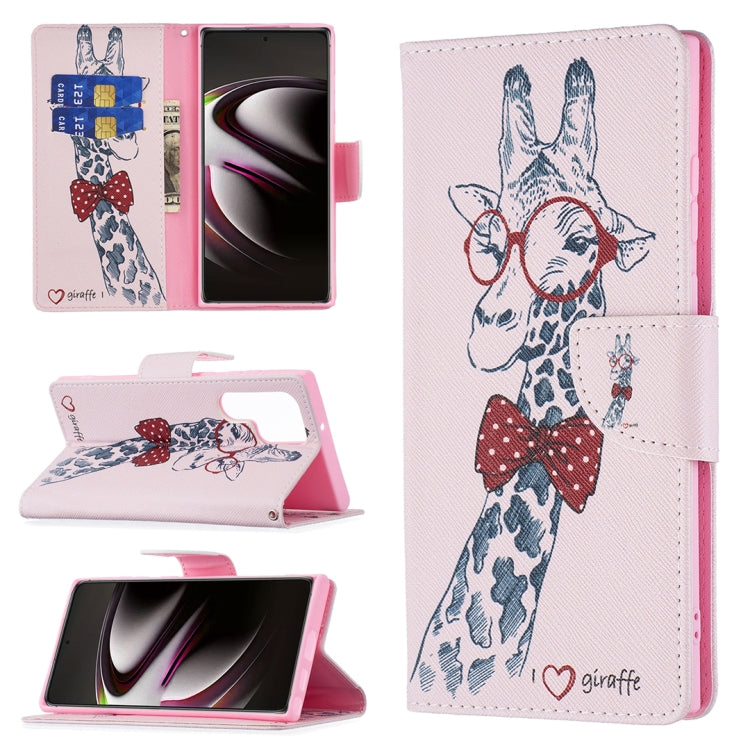 For Samsung Galaxy S22 Ultra 5G Colored Drawing Pattern Horizontal Flip Phone Leather Case with Holder & Card Slots & Wallet