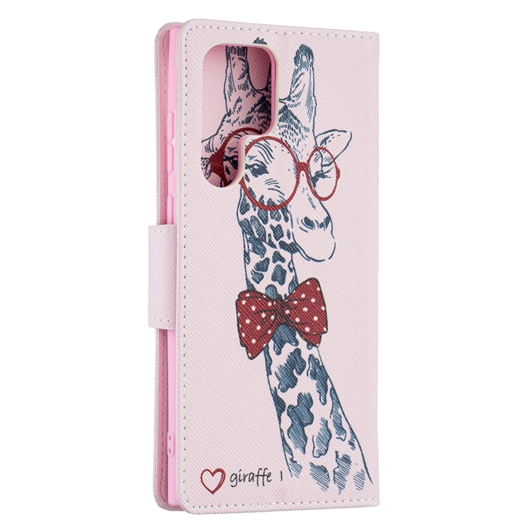 For Samsung Galaxy S22 Ultra 5G Colored Drawing Pattern Horizontal Flip Phone Leather Case with Holder & Card Slots & Wallet