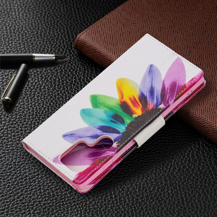 For Samsung Galaxy S22 Ultra 5G Colored Drawing Pattern Horizontal Flip Phone Leather Case with Holder & Card Slots & Wallet