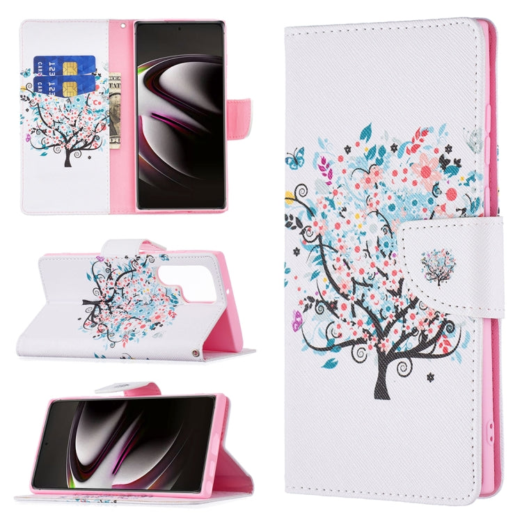 For Samsung Galaxy S22 Ultra 5G Colored Drawing Pattern Horizontal Flip Phone Leather Case with Holder & Card Slots & Wallet