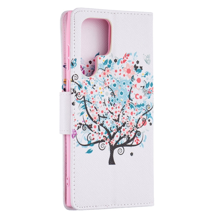 For Samsung Galaxy S22 Ultra 5G Colored Drawing Pattern Horizontal Flip Phone Leather Case with Holder & Card Slots & Wallet