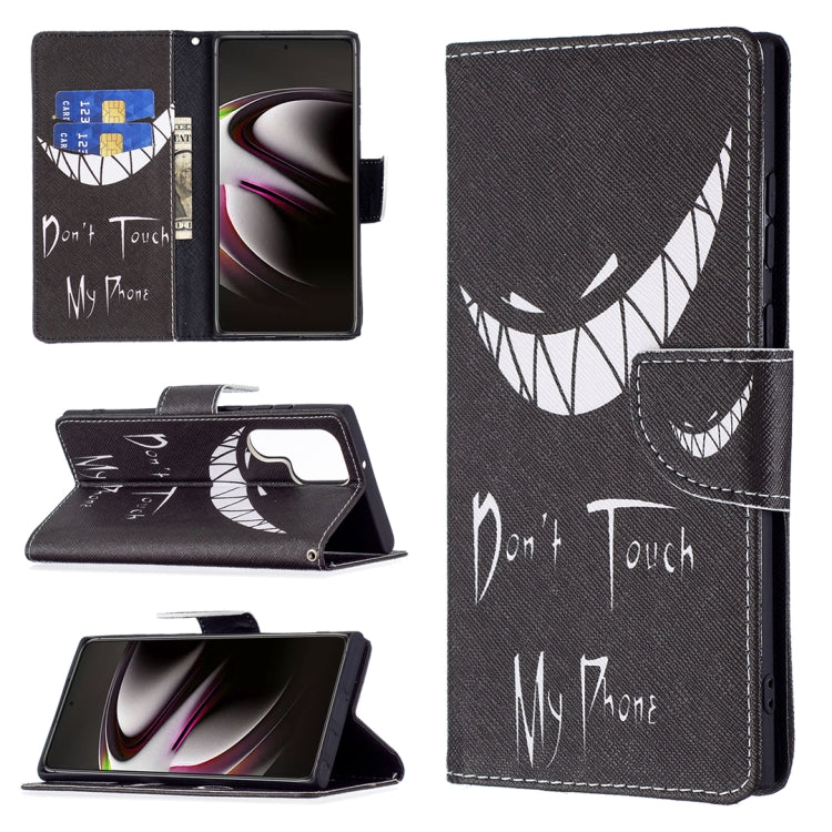 For Samsung Galaxy S22 Ultra 5G Colored Drawing Pattern Horizontal Flip Phone Leather Case with Holder & Card Slots & Wallet