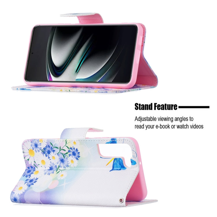 For Samsung Galaxy S22+ 5G Colored Drawing Pattern Horizontal Flip Phone Leather Case with Holder & Card Slots & Wallet