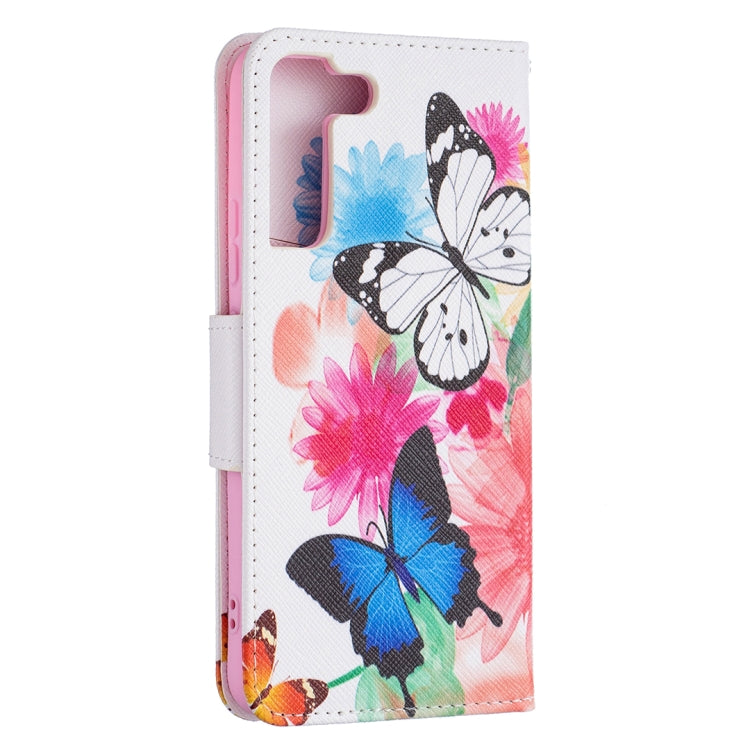 For Samsung Galaxy S22+ 5G Colored Drawing Pattern Horizontal Flip Phone Leather Case with Holder & Card Slots & Wallet