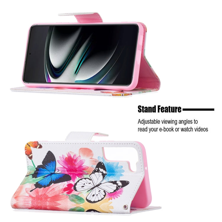 For Samsung Galaxy S22+ 5G Colored Drawing Pattern Horizontal Flip Phone Leather Case with Holder & Card Slots & Wallet