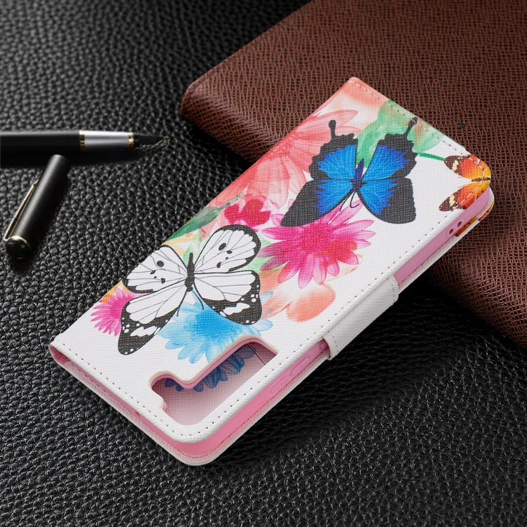For Samsung Galaxy S22+ 5G Colored Drawing Pattern Horizontal Flip Phone Leather Case with Holder & Card Slots & Wallet