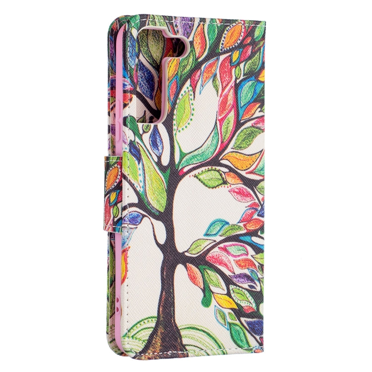 For Samsung Galaxy S22+ 5G Colored Drawing Pattern Horizontal Flip Phone Leather Case with Holder & Card Slots & Wallet