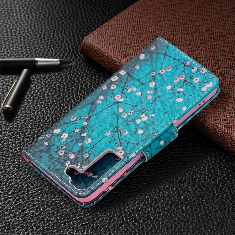 For Samsung Galaxy S22+ 5G Colored Drawing Pattern Horizontal Flip Phone Leather Case with Holder & Card Slots & Wallet
