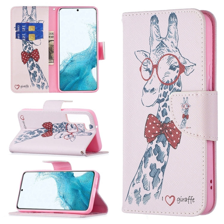 For Samsung Galaxy S22+ 5G Colored Drawing Pattern Horizontal Flip Phone Leather Case with Holder & Card Slots & Wallet