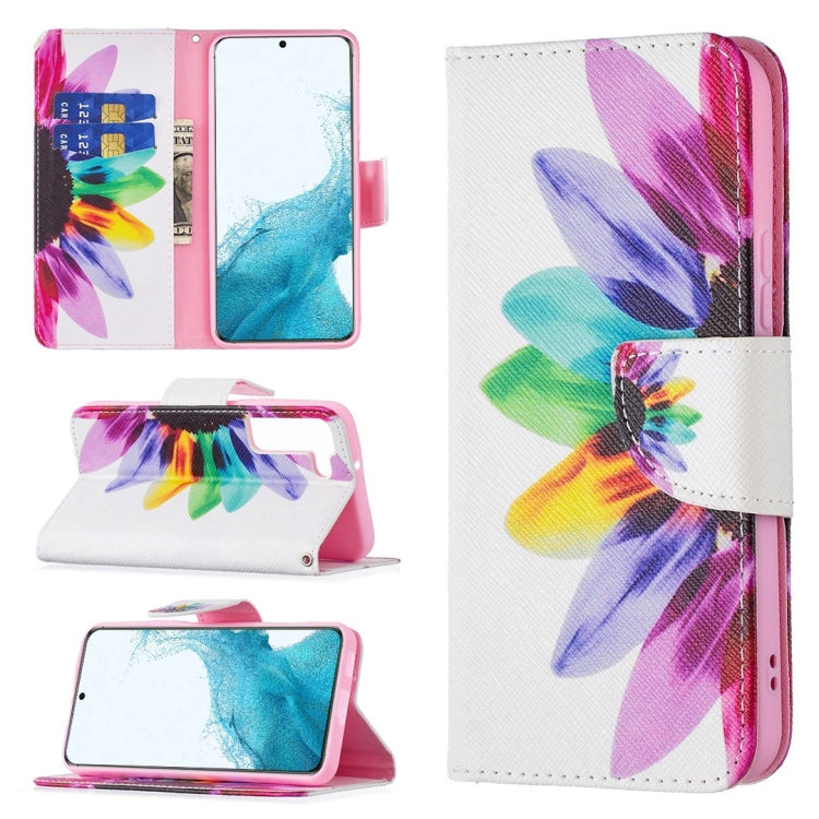 For Samsung Galaxy S22+ 5G Colored Drawing Pattern Horizontal Flip Phone Leather Case with Holder & Card Slots & Wallet
