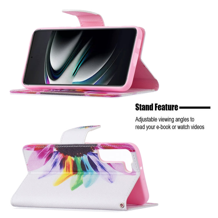 For Samsung Galaxy S22+ 5G Colored Drawing Pattern Horizontal Flip Phone Leather Case with Holder & Card Slots & Wallet