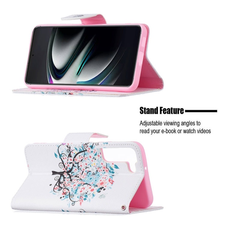 For Samsung Galaxy S22+ 5G Colored Drawing Pattern Horizontal Flip Phone Leather Case with Holder & Card Slots & Wallet