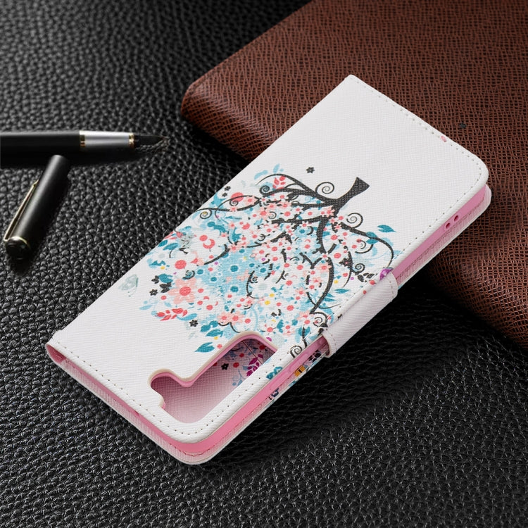 For Samsung Galaxy S22+ 5G Colored Drawing Pattern Horizontal Flip Phone Leather Case with Holder & Card Slots & Wallet