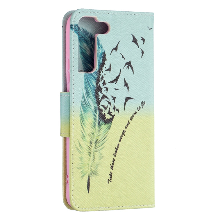 For Samsung Galaxy S22+ 5G Colored Drawing Pattern Horizontal Flip Phone Leather Case with Holder & Card Slots & Wallet