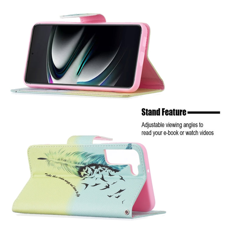 For Samsung Galaxy S22+ 5G Colored Drawing Pattern Horizontal Flip Phone Leather Case with Holder & Card Slots & Wallet