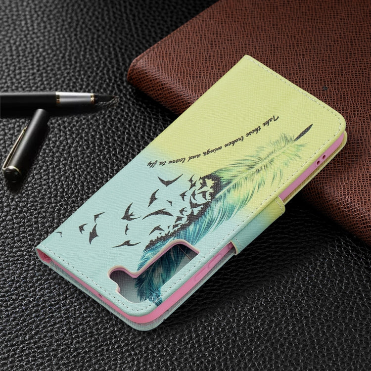 For Samsung Galaxy S22+ 5G Colored Drawing Pattern Horizontal Flip Phone Leather Case with Holder & Card Slots & Wallet