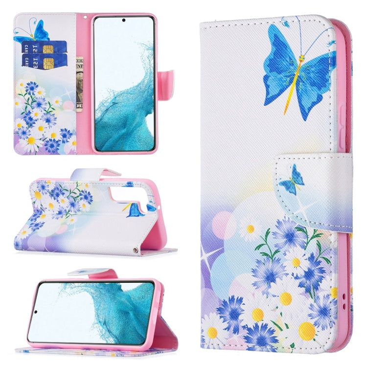 For Samsung Galaxy S22 5G Colored Drawing Pattern Horizontal Flip Phone Leather Case with Holder & Card Slots & Wallet