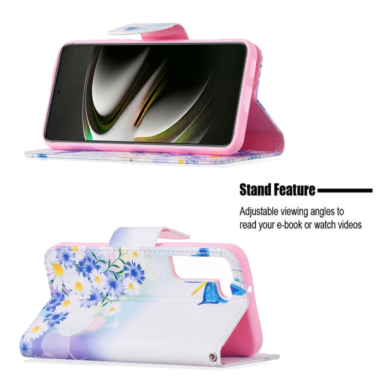 For Samsung Galaxy S22 5G Colored Drawing Pattern Horizontal Flip Phone Leather Case with Holder & Card Slots & Wallet