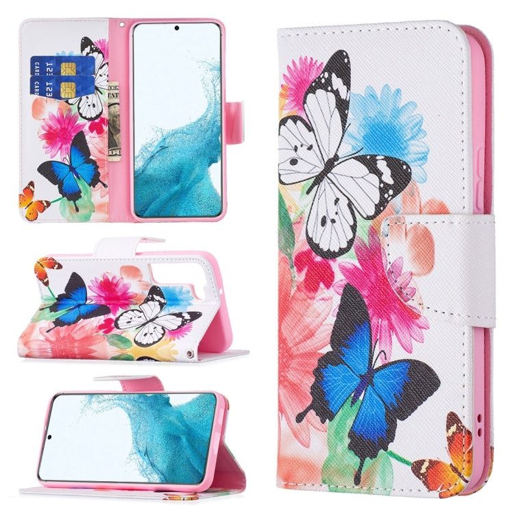For Samsung Galaxy S22 5G Colored Drawing Pattern Horizontal Flip Phone Leather Case with Holder & Card Slots & Wallet