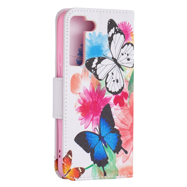 For Samsung Galaxy S22 5G Colored Drawing Pattern Horizontal Flip Phone Leather Case with Holder & Card Slots & Wallet
