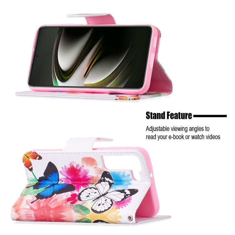 For Samsung Galaxy S22 5G Colored Drawing Pattern Horizontal Flip Phone Leather Case with Holder & Card Slots & Wallet