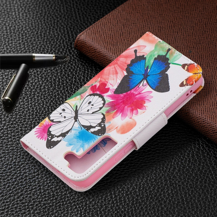 For Samsung Galaxy S22 5G Colored Drawing Pattern Horizontal Flip Phone Leather Case with Holder & Card Slots & Wallet