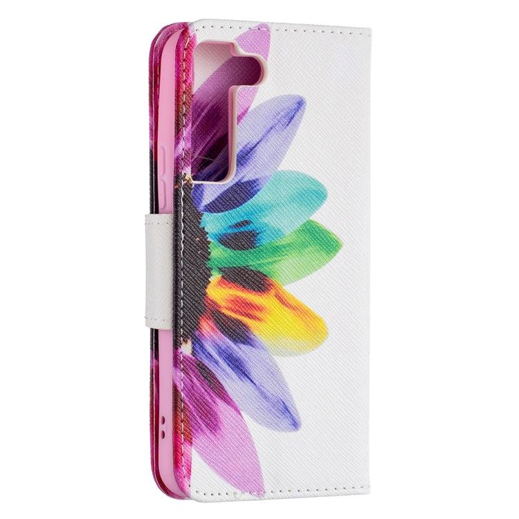 For Samsung Galaxy S22 5G Colored Drawing Pattern Horizontal Flip Phone Leather Case with Holder & Card Slots & Wallet