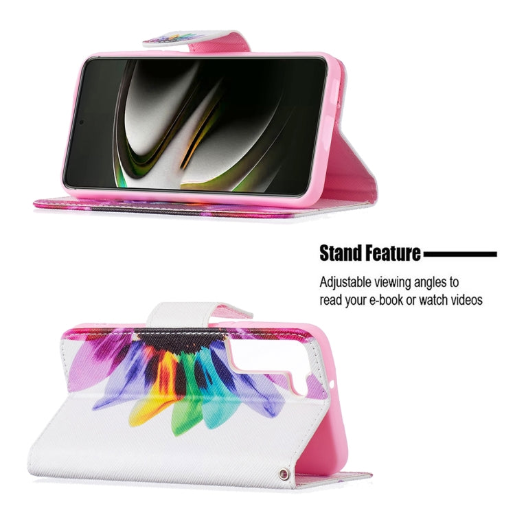 For Samsung Galaxy S22 5G Colored Drawing Pattern Horizontal Flip Phone Leather Case with Holder & Card Slots & Wallet