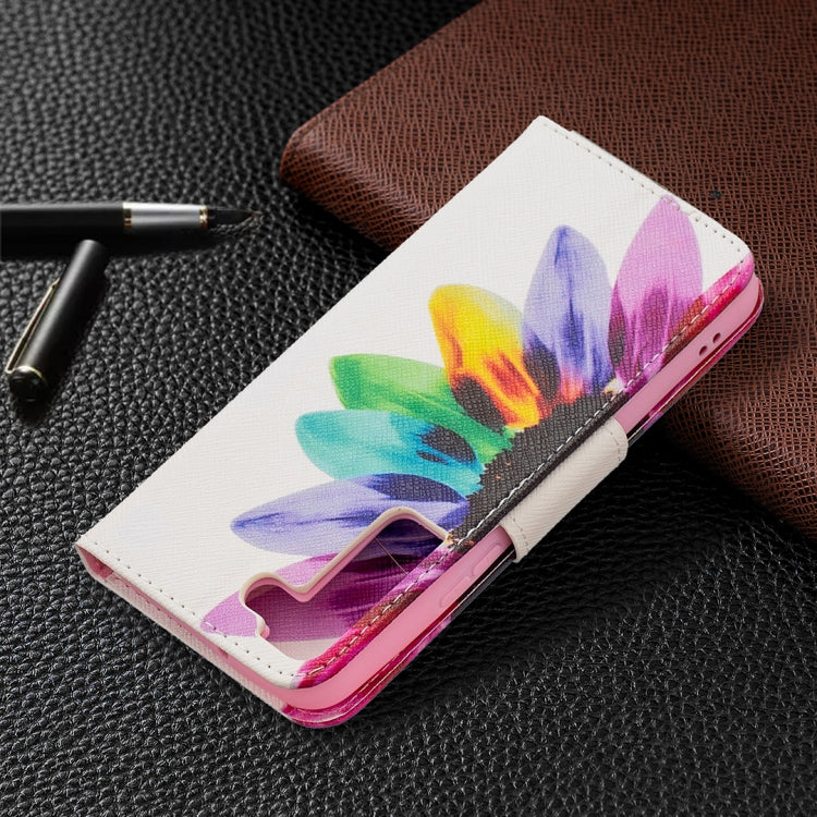 For Samsung Galaxy S22 5G Colored Drawing Pattern Horizontal Flip Phone Leather Case with Holder & Card Slots & Wallet
