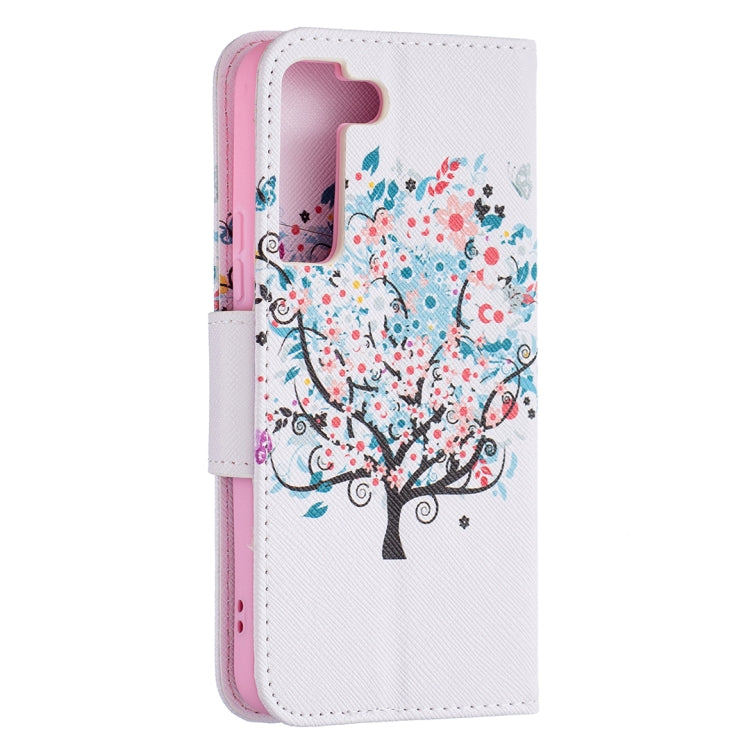For Samsung Galaxy S22 5G Colored Drawing Pattern Horizontal Flip Phone Leather Case with Holder & Card Slots & Wallet