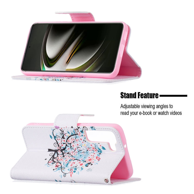 For Samsung Galaxy S22 5G Colored Drawing Pattern Horizontal Flip Phone Leather Case with Holder & Card Slots & Wallet