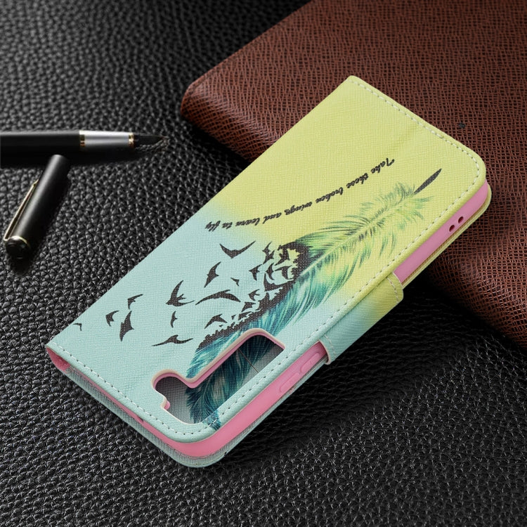 For Samsung Galaxy S22 5G Colored Drawing Pattern Horizontal Flip Phone Leather Case with Holder & Card Slots & Wallet