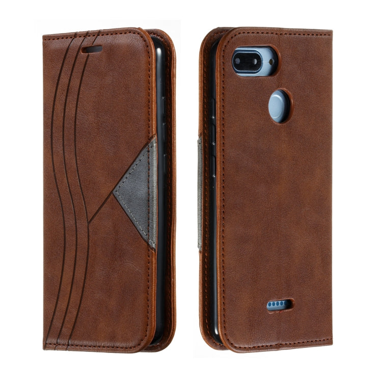 For Xiaomi Redmi 6 Splicing Color Magnetic Hem Horizontal Flip Leather Case with Holder & Card Slots