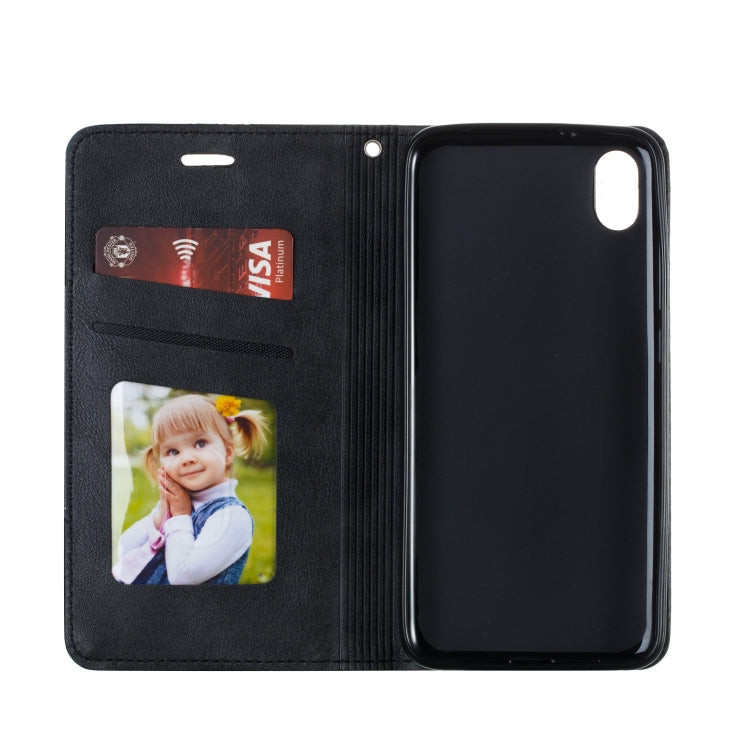 For Xiaomi Redmi 7A Splicing Color Magnetic Hem Horizontal Flip Leather Case with Holder & Card Slots